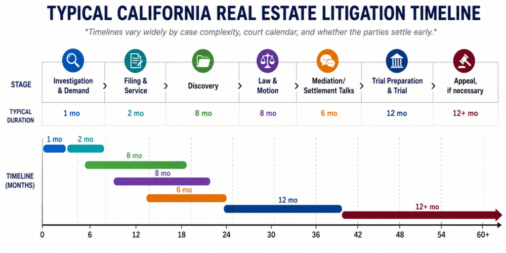 Typical California real estate litigation timeline